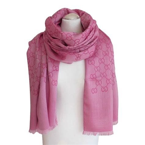 gucci silk & wood cady pink|Gucci Shawls & Stoles .